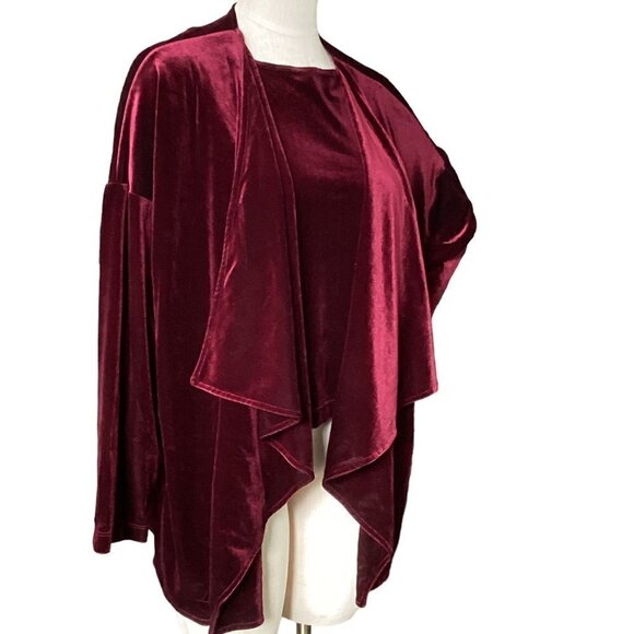 Coldwater Creek 2-Piece Set Velvet  Jacket & Cami Top M Burgundy Red 173G - Picture 3 of 10